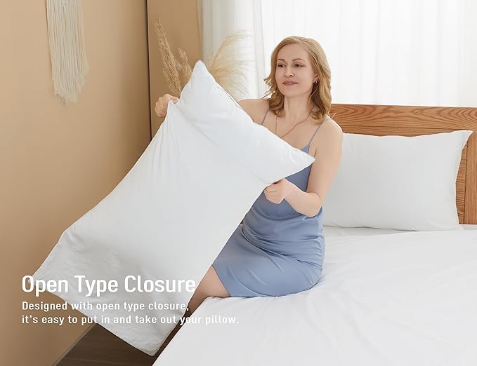 Sunflower Queen Pillowcases Set of 2, 100% Cotton Queen Pillow Cases 2, 20×30 inches Bright White, Soft and Breathable