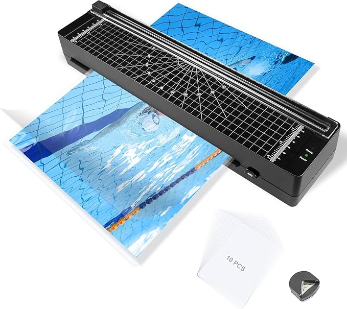 Laminator Machine 9-inch Includes 10pcs ，Laminating Sheets with Corner Rounder，Quick Warm-up， Ideal for Teachers Home Office Portable Lamination Machine