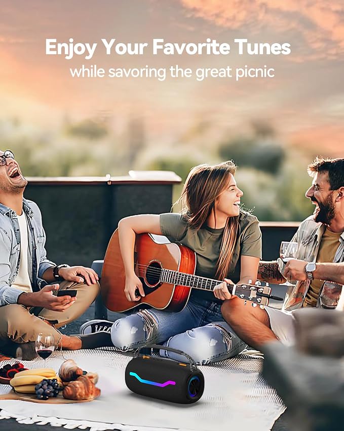 Portable Bluetooth Speaker with Light, Waterproof Karaoke Machine for Adults & Kids, Loud Sound and Deep Bass, Up to 8H Playtime, Support Bluetooth/AUX/USB for Home, Party, Outdoor and Travel