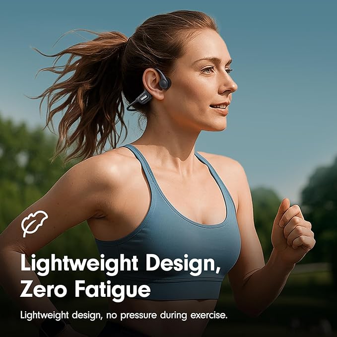 Bone Conduction Headphones, Open Ear Headphones Bluetooth 5.4 with Mic, 8H Playtime,Bone Conduction Earbuds IP56 Waterproof for Cycling, Hiking,Workout