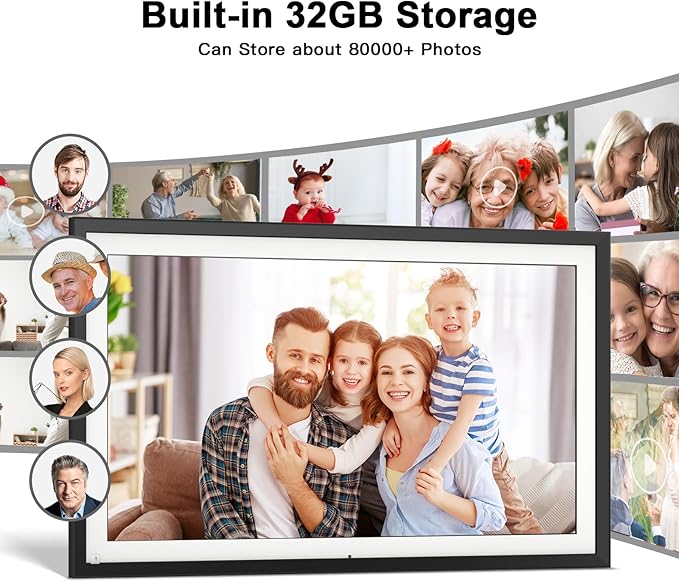 Large Digital Picture Frame 15.6-Inch-WiFi-Photo-Frame - 1920*1080 FHD Touch Screen Digital Frame, 32GB, Tabletop&Wall Mounted, Auto Rotate, Sharing Photos and Videos via App Email, Gifts for Mom Dad