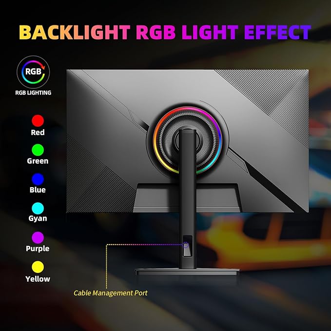 27 Inch QHD 2560 x 1440 Gaming Monitor, 180Hz (Up to 200Hz),1ms GTG, Fast IPS, DCI-P3 93%, High Brightness 450cd/㎡, G-Sync & FreeSync, Tilt Stand, DP/HDMI, 144Hz 2K Monitor