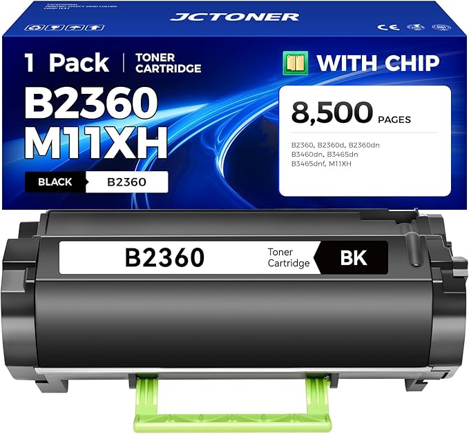B2360 M11XH Toner Cartridge Black (High Yield with chip 1-Pack) Replacement for Dell B2360 M11XH Toner Compatible with Dell B2360 B2360d B2360dn B3460dn B3465dn B3465dnf Laser Printer Ink All-in-One