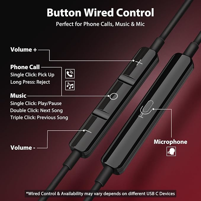 Jiunai 3.5mm Wired Earbuds Headphones School in Ear Built-in Mic Track Control Magnetic Noise Isolated Stereo S M L Ear Tips Tangle Free Earphone for iPhone iPad Android Tablet Travel Gradient Red