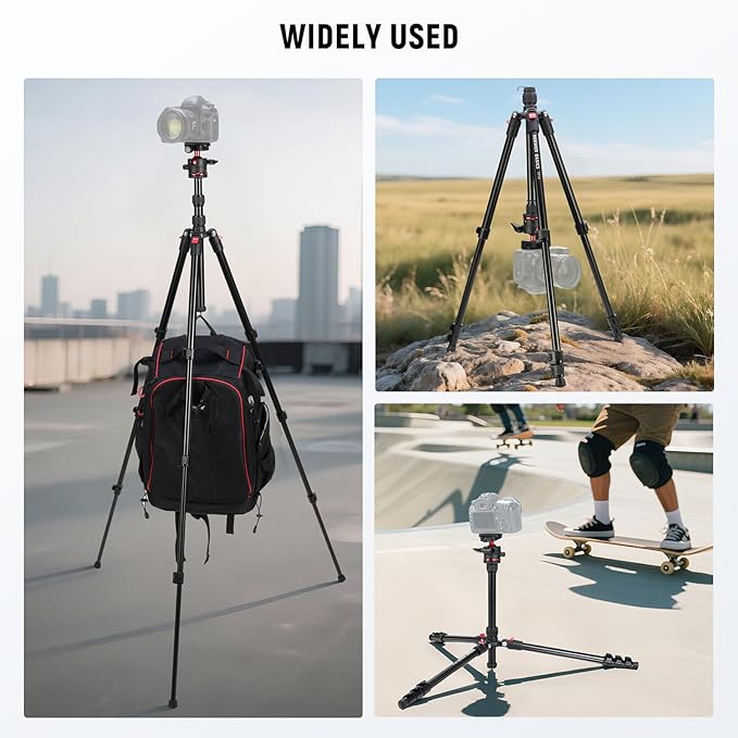 NEEWER Basics Travel Tripod for Camera, 72" Compact Lightweight Portable DSLR Stand, Ball Head, Arca Type QR Plate, Cell Phone Holder Compatible with iPhone Video Recording, Max Load 13.2 lbs, TP14