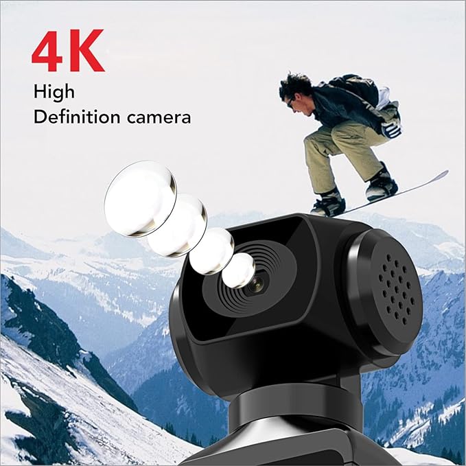 4K HD Camera, 270° Rotatable Large Wide Angle, 30m/98ft Underwater Camera with & Mic for Outdoor Riding Diving Shooting, 1000mAh Rechargeable