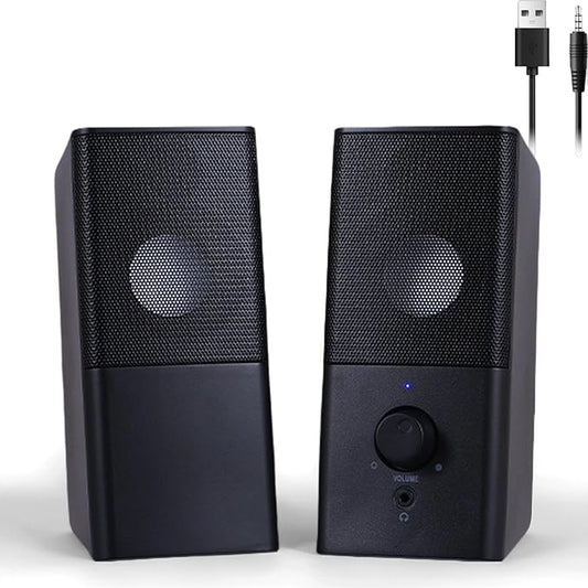 H21 Computer Speakers for Desktop PC, Full Stereo Sound, USB-Powered, Gaming Monitor Speaker with 3.5mm Aux Multimedia for Laptop/Desktop/Tablets/Phone(Black)