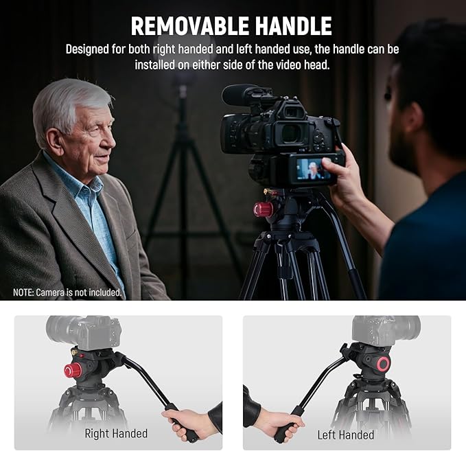 NEEWER LL38 79"/2m Video Camera Tripod with Fluid Head & Cleaning Cloth, Metal Heavy Duty Tripod Stand with One Step Quick Release Plate Compatible with Canon Nikon Sony Camcorder, Max Load 17.6lb