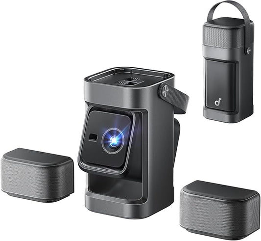 soundcore Nebula P1 Portable GTV Projector with Detachable Speakers, 650 ANSI Lumens, 1080P, 20W Truly 2.0 Surround Sound, Dolby Audio, Built-In Gimbal, Auto Adjustment, 180" Big Screen, Carry Handle
