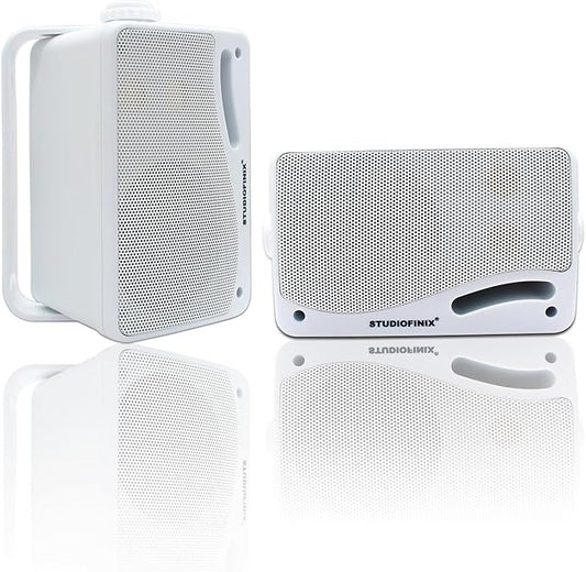 STUDIOFINIX Passive Outdoor Speakers Wired Waterproof -3.5 Inch 3 Way 200W Surface Marine & Wall Mount Speakers, Suitable for Home, Boat, Poolside, Patio, Indoor Outdoor Use（White