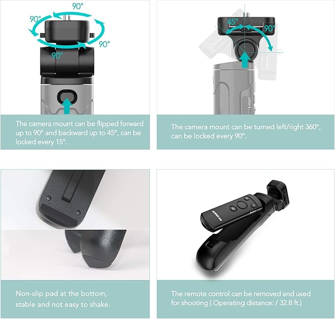 Wireless Shooting Grip and Tripod Camera Remote Control for Canon EOS Rebel SL2, SL3, 77D, R5, R6, T7i, M50, EOS RP, R, PowerShot SX70 HS, G7 X Mark III, G5 X, M6 Mark II