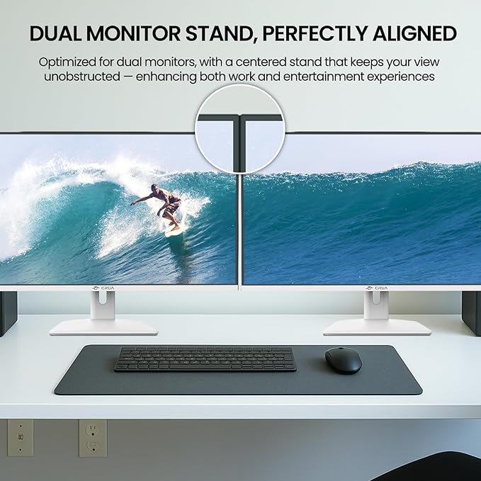 CRUA 32Inch White Monitor, QHD (2560X1440P), 75Hz Computer Monitor, IPS Screen, 120% sRGB, Support AMD FreeSync, Blue Light Filter, HDMI & DP, Built-in Speakers, Wall Mount Installation (75mm*75mm)