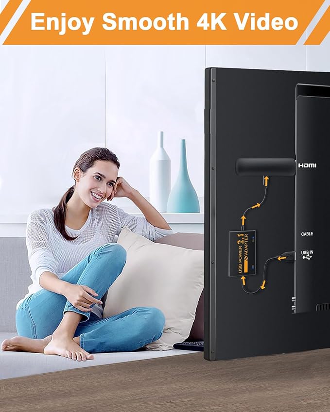 USB Power Cable Adapter for Fire TV Stick, Powers Streaming TV Sticks Directly from TV's USB Port, 5V/2.1A for FireStick 4K/4K Max, Eliminates AC Adapter Dependency and Declutters Wires