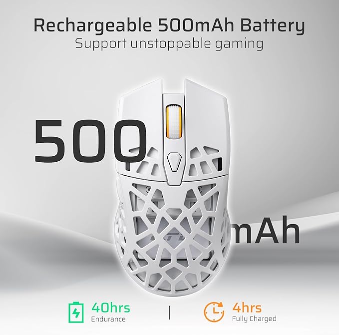 LTC GM023 Tri-Mode Wireless Gaming Mouse, 79g Ultra-Light Honeycomb Ergonomic Gaming Mouse, 2.4Ghz/BT/Wired, 6-Level DPI 4800, 6 Programmable Buttons, Pro Software