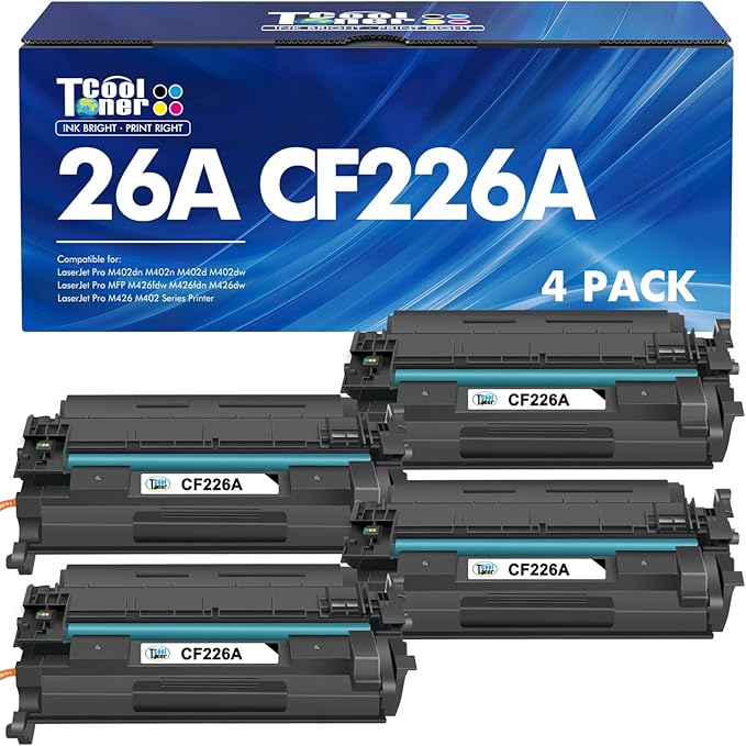 26A CF226A Toner Cartridge 26X Compatible for HP 26A CF226A 26X CF226X Pro M402n MFP M426fdw M402dne M426fdn M402dn M402 M402dw M426 M426dw Printer Black Ink 4 Pack