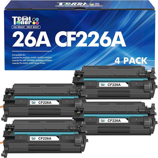 26A CF226A Toner Cartridge 26X Compatible for HP 26A CF226A 26X CF226X Pro M402n MFP M426fdw M402dne M426fdn M402dn M402 M402dw M426 M426dw Printer Black Ink 4 Pack