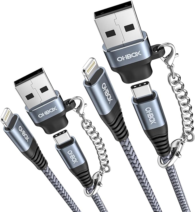 USB C to Lightning Cable Fast Charging 2Pack 6ft [Apple MFi Certified] iPhone Charger Cable Compatible with iPhone 14/13/12/11 Pro Max and USB C Female to USB A Male Adapter with Keychain