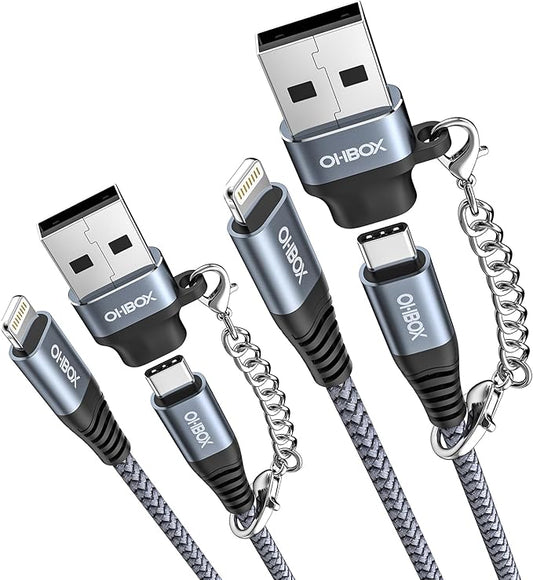 USB C to Lightning Cable Fast Charging 2Pack 6ft [Apple MFi Certified] iPhone Charger Cable Compatible with iPhone 14/13/12/11 Pro Max and USB C Female to USB A Male Adapter with Keychain