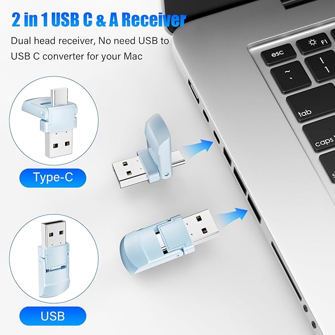 Presentation Clicker Wireless Presenter Remote Clicker, USB C PowerPoint Clicker for Presentation with Laser Pointer, RF 2.4GHz Computer Pointer Clicker Slide Advancer for Mac