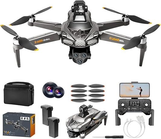 5G Brushless Drone with Camera for Adults 4K, 8K GPS FPV Drone with 3-Axis Gimbal & 360° Obstacle Avoidance - Foldable RC Drones for Adults, 5KM Transmission, 60min Flight, Auto Return, 50X Zoom (Sliver)
