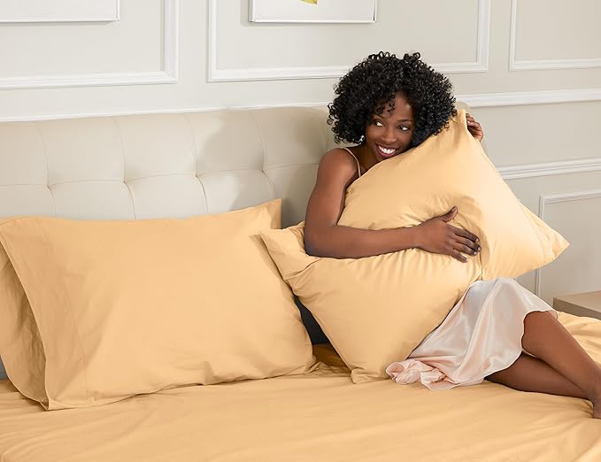 Sunflower King Pillowcases Set of 2, 100% Cotton King Size Pillow Cases 2, 20×40 inches Desert Mist, Soft and Breathable