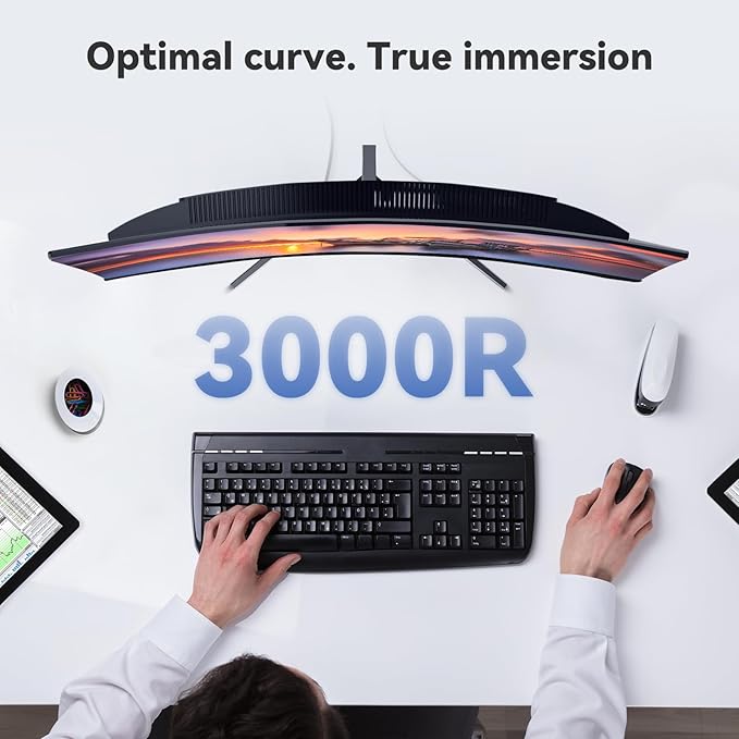 24 Inch 100Hz Computer Curved Monitor 1080P,4000:1 Contrast,LowBlue Mode,16.70 Million Colors, Anti-Glare,FreeSync,PC Monitor Ergonomic Tilt & VESA Compatible for Home Office Working