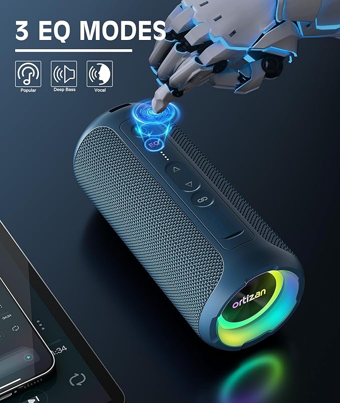 Ortizan Bluetooth Speaker, IPX7 Waterproof, Portable Speakers with HD Sound, Deep Bass, RGB Lights (Notice: X8 Pro Navy and X8 Pro Blue Cannot be paired via TWS Due to Different Bluetooth Versions)