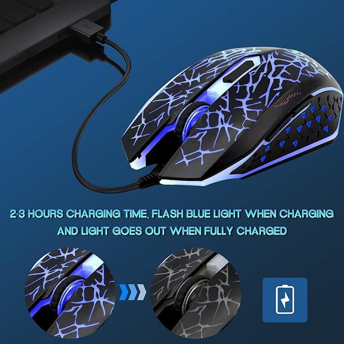 VEGCOO C12 Wireless Gaming Mouse,Rechargeable Mice Silent Click Cordless Mouse with 6 Buttons PC Gaming Mice Advanced Technology with 2.4GHZ Up to 2400DPI for PC Laptop (Red)