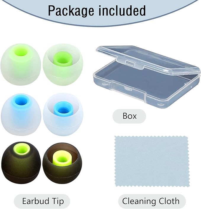 Silicone Earbud Tips - Fit for in-Ear Headphones (Inner Hole 3.8mm -5.1mm) - 9 Pairs S/M/L