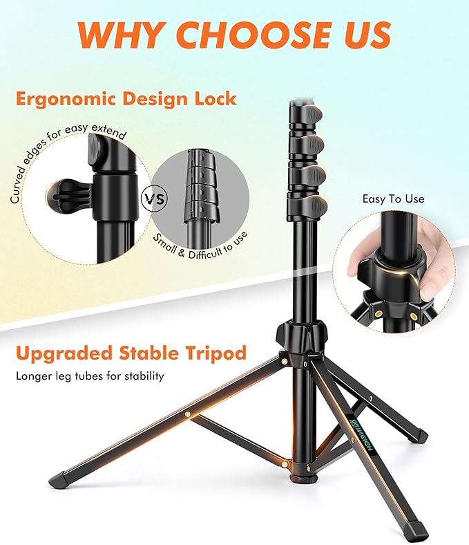 71" Tripod for iPhone, Phone Tripod Selfie Stick with Remote, Cell Phone Tripods & Tall Travel Tripods for Recording Video Selfies Photo, Compatible with iPhone 17 16 15 14 Pro Max 13 Android