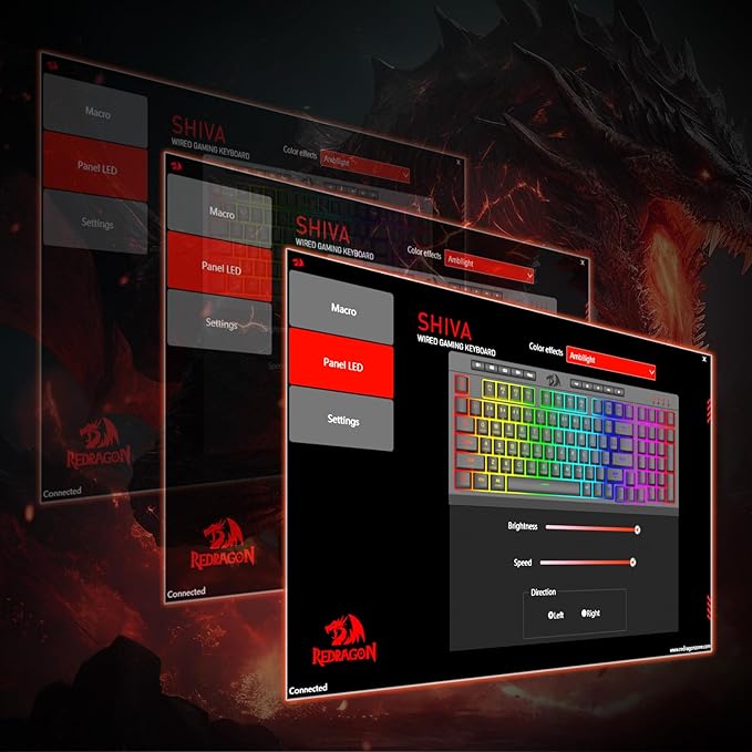 Redragon K515 Shiva Wired RGB Membrane Gaming Keyboard, 98 Keys Mechanical-Feel Keyboard w/Smooth Linear Switch, On-Board Macro & Dedicated Multimedia Keys, Detachable Wrist Rest, Software Supported