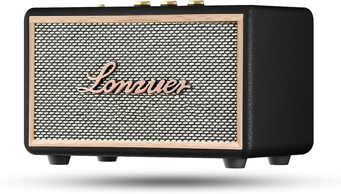 Retro Wooden Portable Wireless 10000mAh Battery Loud Bass Subwoofer TWS Bluetooth Speaker with AUX Input, SD Card Slot, USB Port for Outdoor Party (Black)