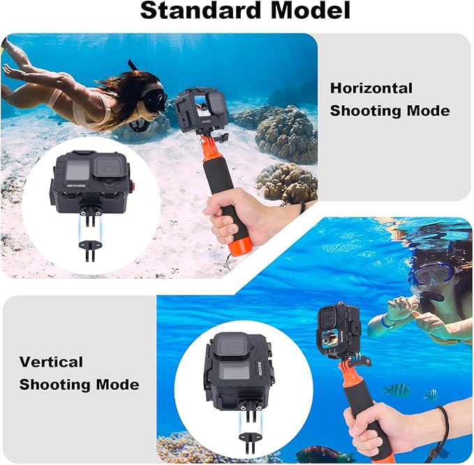 Aluminum Waterproof Case for GoPro HERO13 Black HERO12 HERO11 HERO10 HERO9 Action Camera 80M Deep Waterproof Horizontal and Vertical Shooting Switch (Standard-63071)