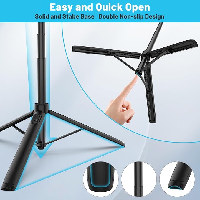 Ailight 60" Extendable Travel Tripod & Selfie Stick with Cold Shoe & Wireless Remote, 360° Ball Head for Vlogging - Lightweight Phone Tripod for iPhone