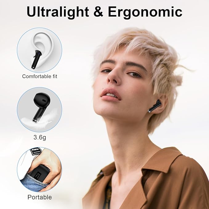 Wireless Earbuds Bluetooth Headphone for Samsung Galaxy S25 Ultra S24 S23 S22 S20 S10 A17 A36 A16 A15 60H Playback with Dual LED Display IPX7 Waterproof Sports in Ear Earphone for Pixel 10 9 8 7 Pro 6