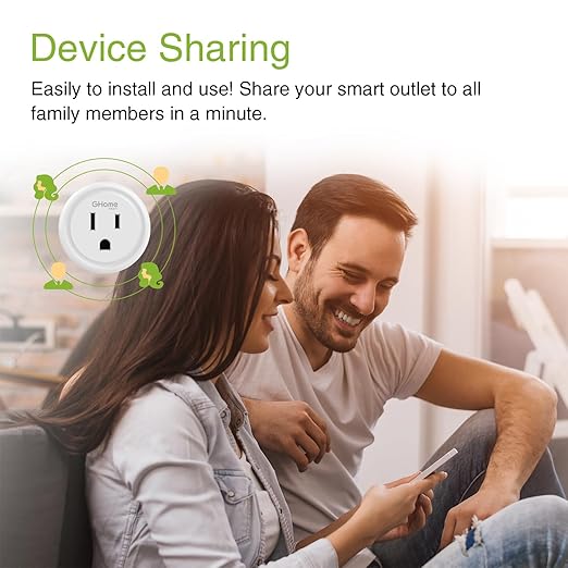 GHome Smart Plug Mini, WiFi Smart Outlet Plug Compatible with Alexa and Google Home, Timer Outlet with APP Control, Smart Plugs Only Supports 2.4GHz Network, No Hub Required, ETL FCC Listed, White
