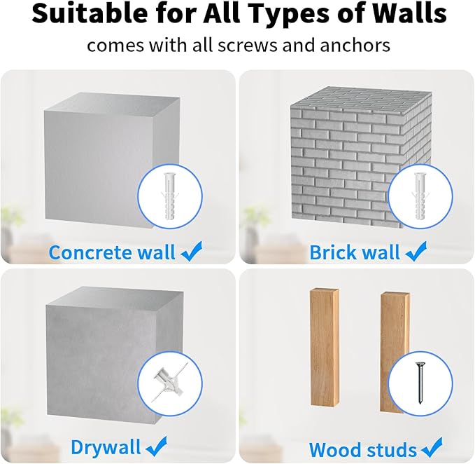 suptek Universal Soundbar Wall Mount Shelf – Wall Mount Bracket for Sony, Samsung, Vizio, LG, Sonos Sound Bars – Under TV Mounting, Space-Saving Design (SBR001GDLW)