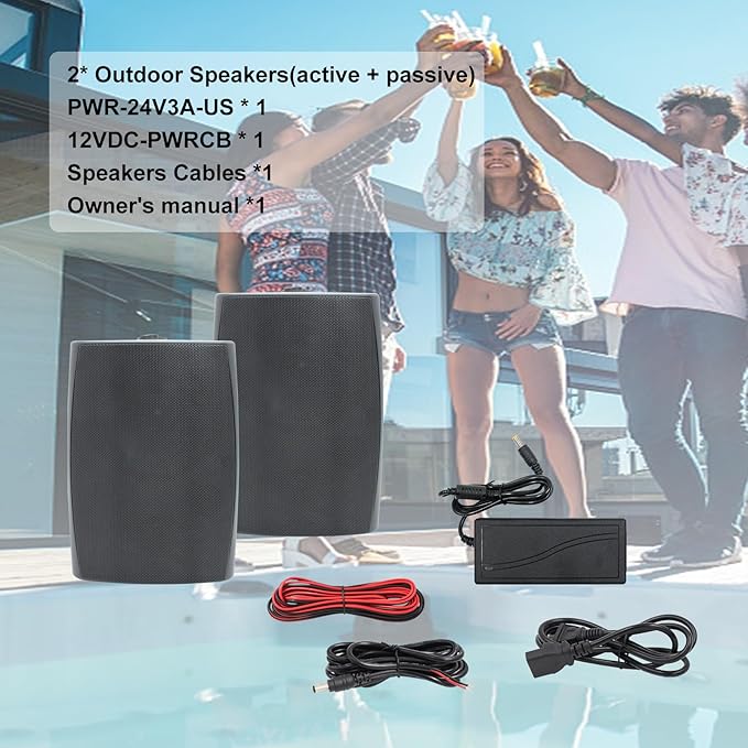 Herdio 6.5 Inches Indoor Outdoor Bluetooth Speakers Waterproof Wired 400 Watts with Powerful Bass,2 Way Wall Mount Speakers All-Weather Durability for Patio Home Deck Porch Backyard(Pair,Black)