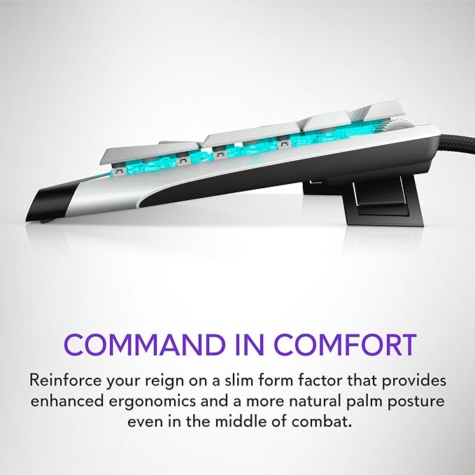 Alienware Low-Profile RGB Gaming Keyboard AW510K Light, Alienfx Per Key RGB Lighting, Media Controls and USB Passthrough, Cherry MX Low Profile Red Switches, Lunar light