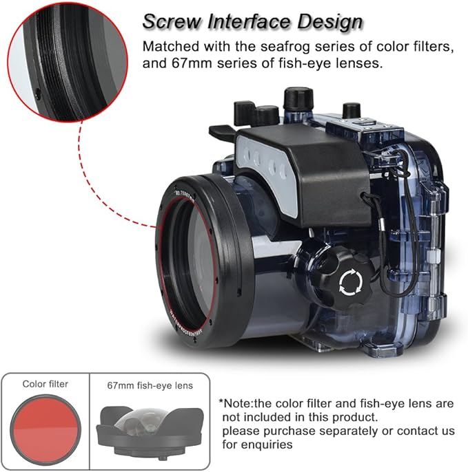 Sea Frogs Waterproof Camera Housing Compatible with Sony RX100 I-V IPX8 40m/130ft Maximum Diving Depth Underwater Camera Case for Diving, Surfing, Rowing, Skiing