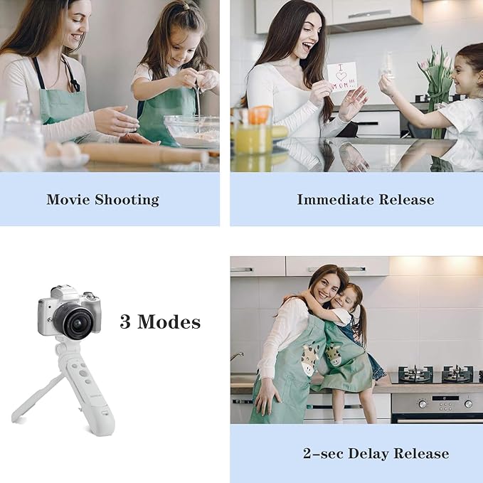 Wireless Camera Remote Control Shooting Grip and Tripod (White) with Shutter Release for Canon EOS Rebel SL3, T7i, T8i, 90D, M50, EOS R, RP, R5, R6, R6 II, PowerShot SX70 HS, G7 X III, G5 X II, M6 II