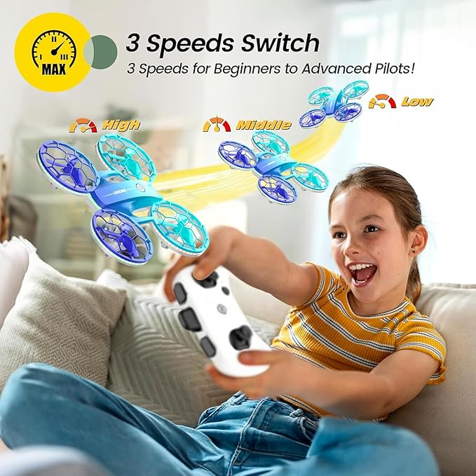 Drone for Kids and Beginners, Quadcopter Indoor Small with 2 Modular Batteries, 360° Flips, 3 Speeds, Auto Hover, LED Lights, Great Christmas Birthday Gift Toy for Boys and Girls