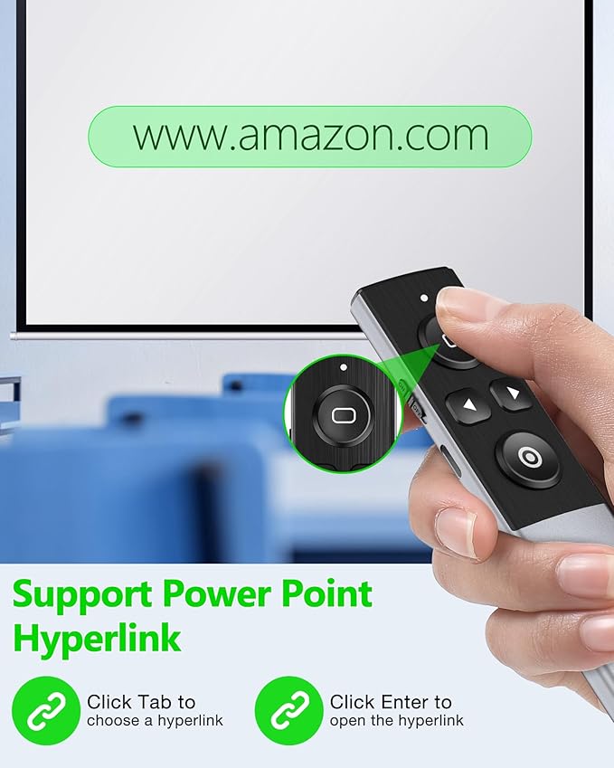 Wireless Presentation Clicker- Clicker for Powerpoint Presentations- Rechargeable Presentation Remote, Slide Advancer for Keynote/PPT/Mac/PC/Laptop