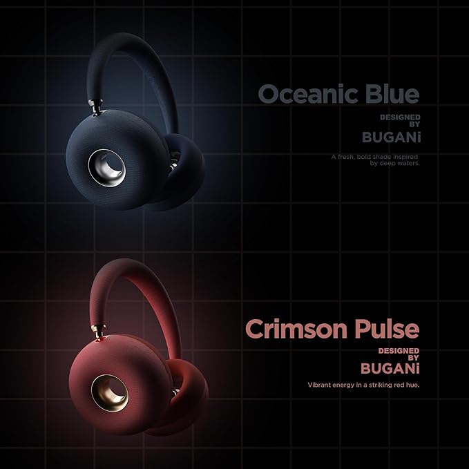 BUGANI AirCore Open-Ear Wireless Headphones: Bluetooth 5.3 Over-Ear Headset with Removable Noise-Canceling Ear Caps, Dual-Driver HiFi Sound, 24H Battery Life Comfortable Fit, Type-C Fast Charging