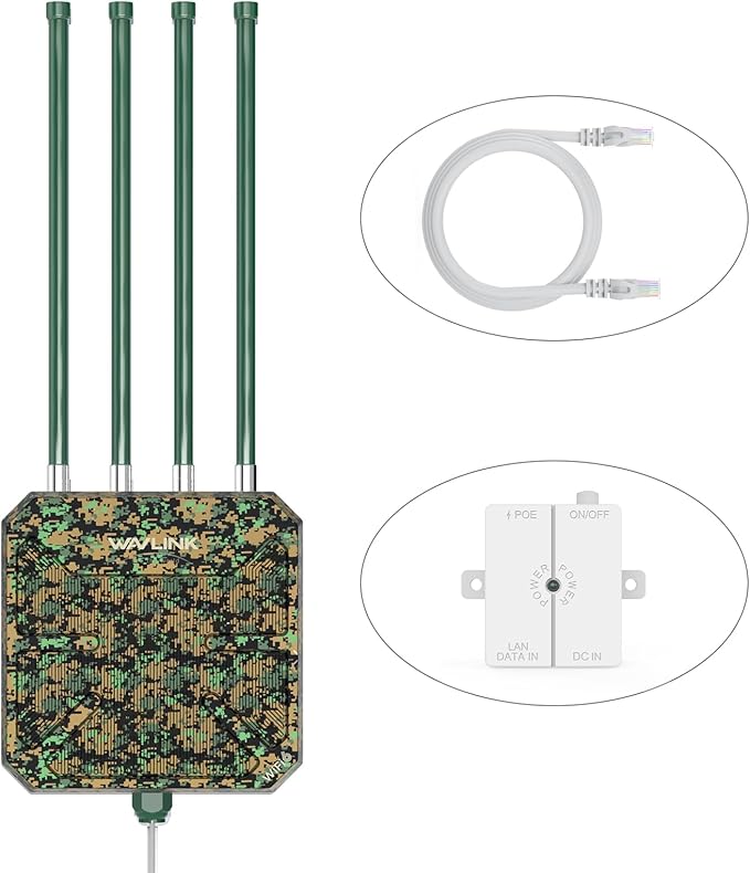 WAVLINK AX3000 Outdoor WiFi 6 Extender Long Range, WiFi 6 Outdoor Wireless Access Point, Support Active PoE, 4x8dBi Antennas,Outdoor WiFi Solution,IP67,Up to 128 Devices for Farm,Yard,RV,Campsite,Park