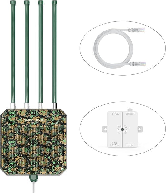 WAVLINK AX3000 Outdoor WiFi 6 Extender Long Range, WiFi 6 Outdoor Wireless Access Point, Support Active PoE, 4x8dBi Antennas,Outdoor WiFi Solution,IP67,Up to 128 Devices for Farm,Yard,RV,Campsite,Park