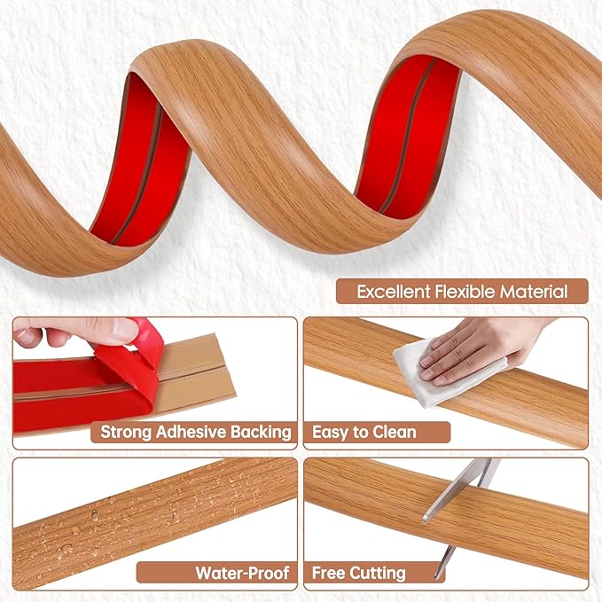 Floor Cord Cover for Wires on Floor Self Adhesive Cord Hider Floor Cable Management Wire Covers for Cords Protector Prevent Cable Trips Cord Cavity W 0.59" x H 0.31", Brown Wood, 20Ft