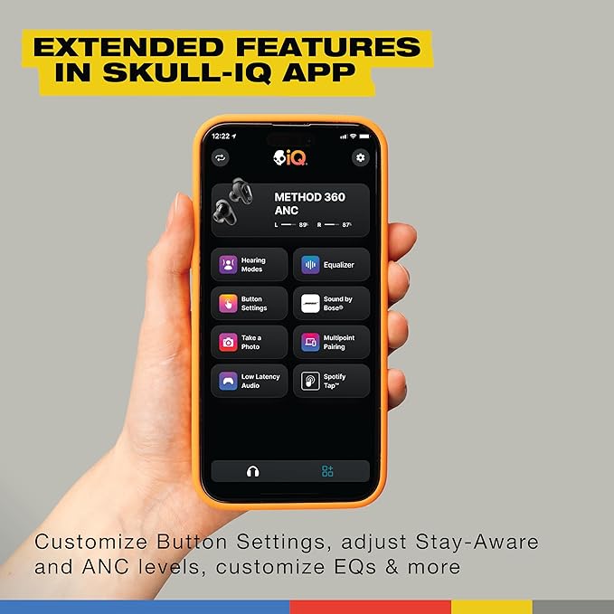 Skullcandy Method 360 ANC Wireless Earbuds, Sound by Bose, Bluetooth Headphones, Premium Noise Cancelling, Up to 40 Hrs Battery, Sweat and Water Resistant, Microphone for iPhone Android - Leopard