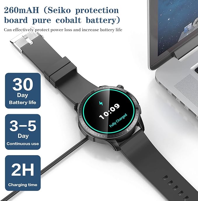 Smart Watch for Men Women, 1.39" Round GPS Watcher with 110+ Sports Modes, Blood Pressure/Heart Rate/Blood Oxygen/Sleep Monitor, IP67 Waterproof Smartwatch for Android iOS