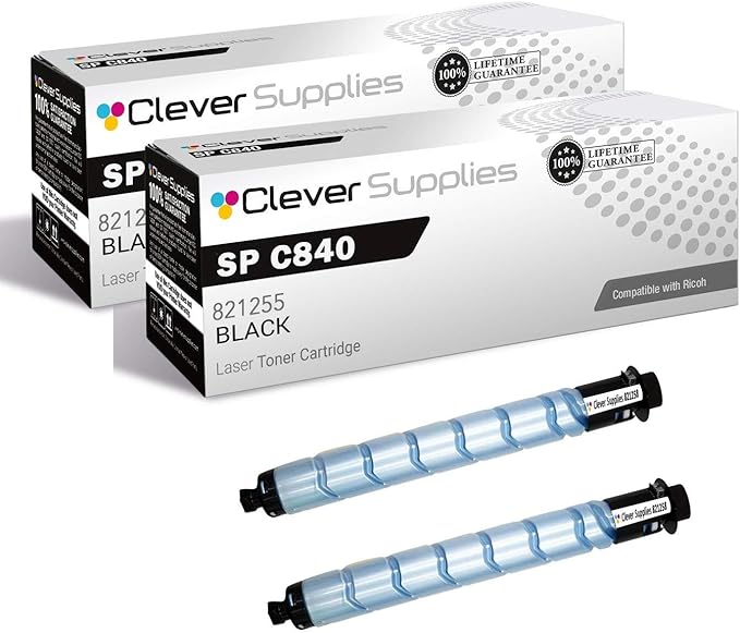 CS Replacement Toner Cartridge Compatible with Ricoh SP C840 821255 Black Aficio SP C840 C842 Toner Cartridge 2 Black Set